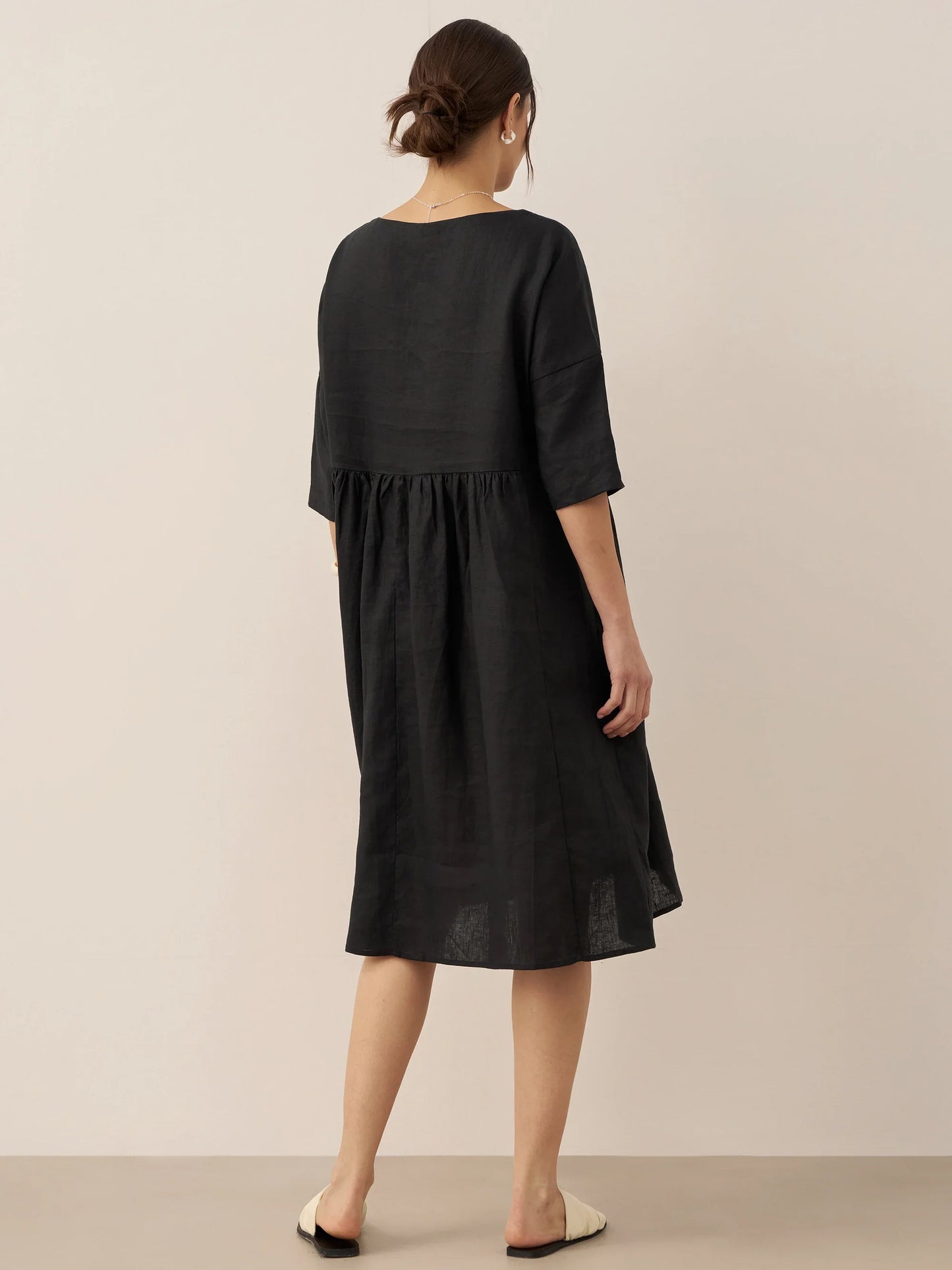 100% Linen A-Line Midi Dress VALENCIA LINTICO