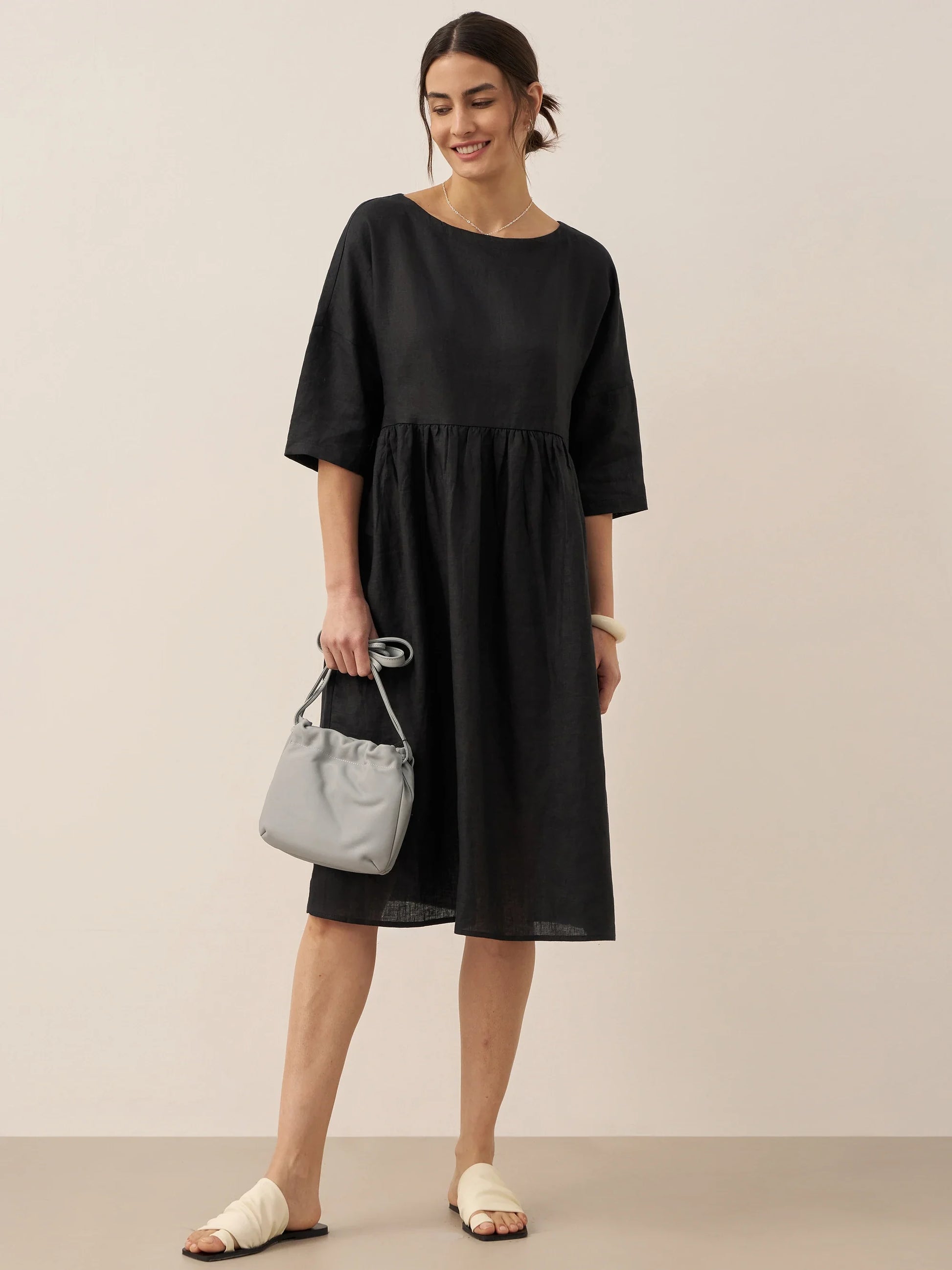 100% Linen A-Line Midi Dress VALENCIA LINTICO