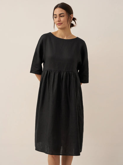 100% Linen A-Line Midi Dress VALENCIA LINTICO