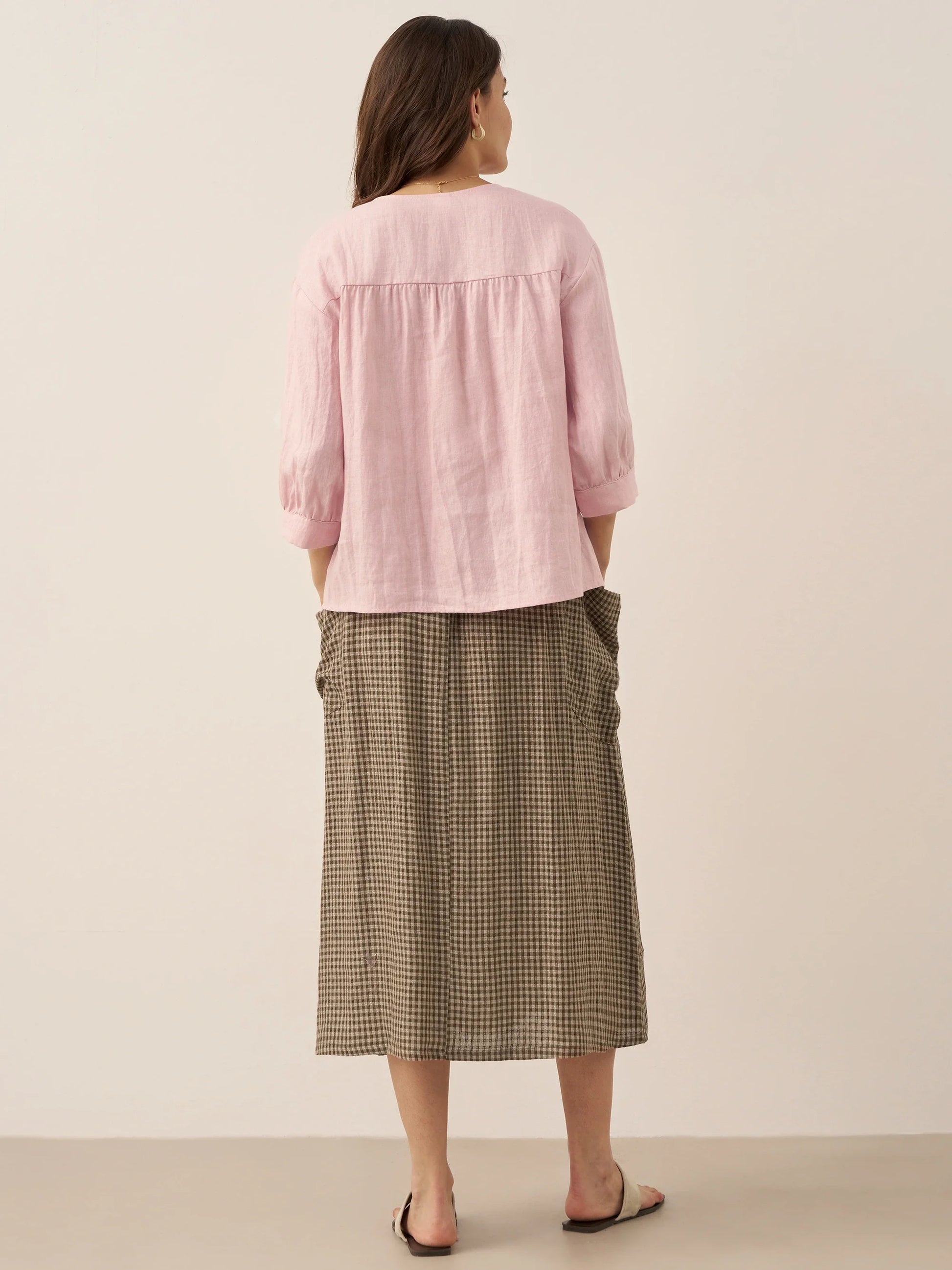 100% Linen Elastic Waist Skirt MARINA LINTICO