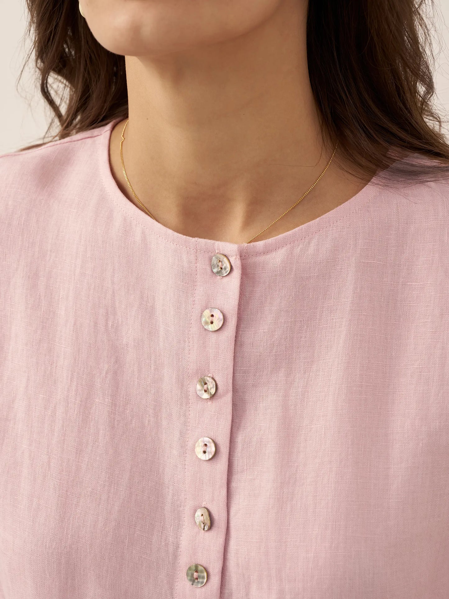 100% Linen Button-Front Drop Shoulder Shirt EASTER LINTICO