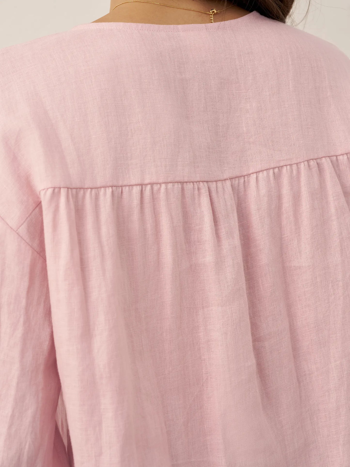 100% Linen Button-Front Drop Shoulder Shirt EASTER LINTICO