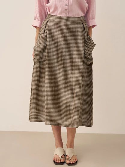 100% Linen Elastic Waist Skirt MARINA LINTICO