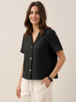 100% Linen Button-Up Short Sleeve Shirt ORENDA