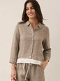 100% Linen Buttoned Closure Color-Blocked Shirt JANICE LINTICO
