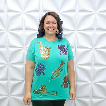 Jazz Iris Sequined Instruments Shirt Jolie & Jax Boutique