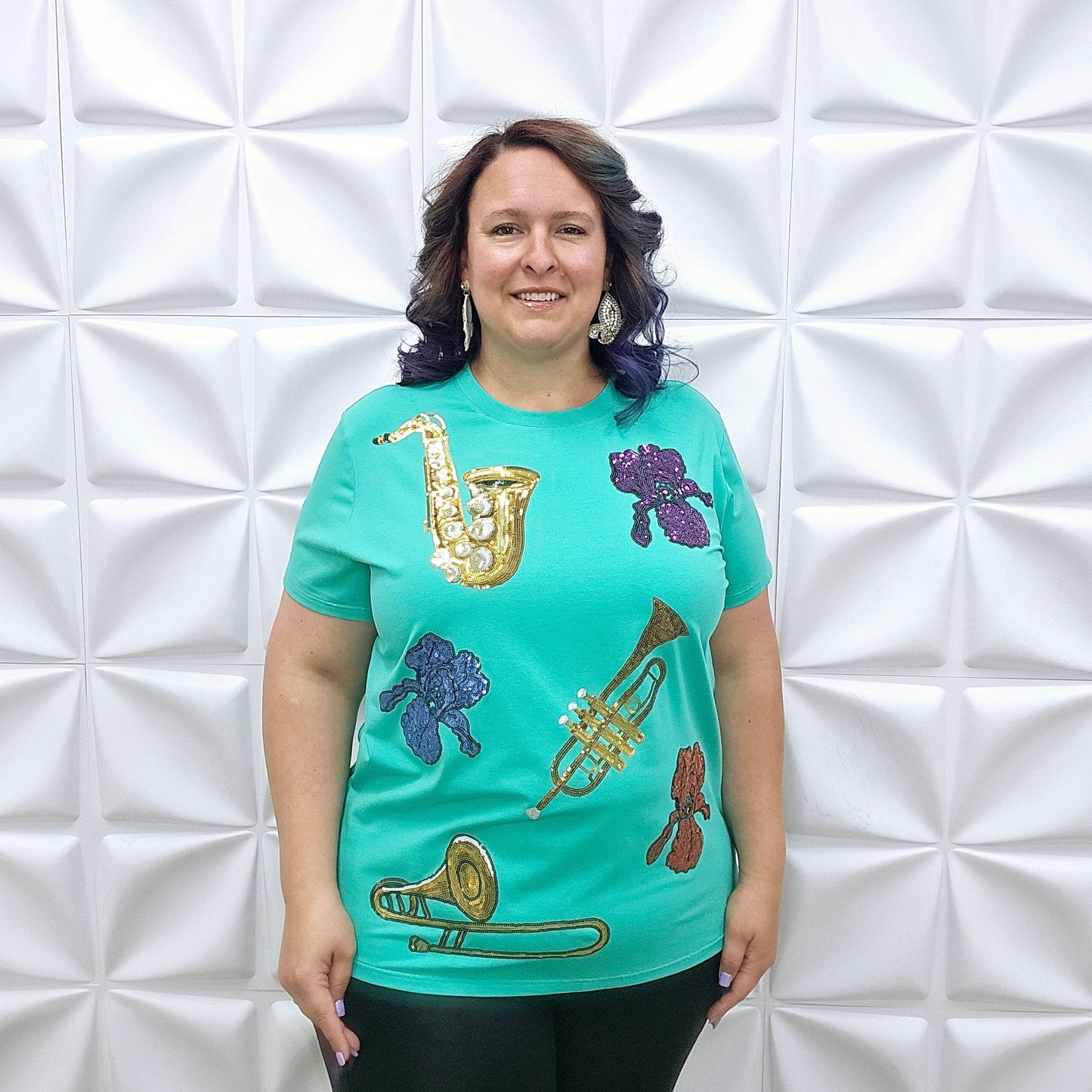 Jazz Iris Sequined Instruments Shirt Jolie & Jax Boutique