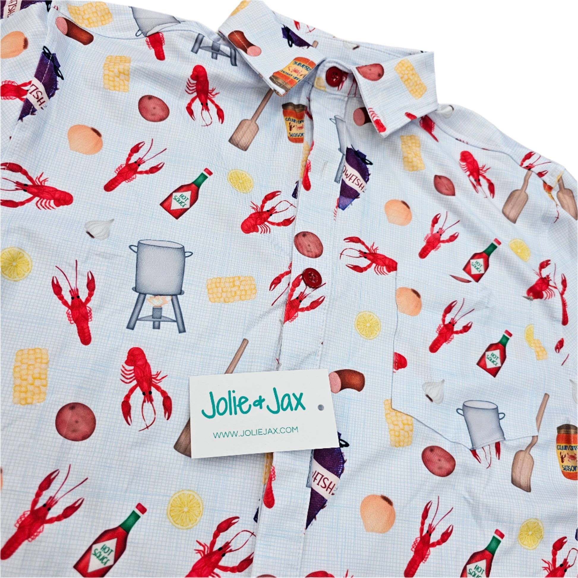 Crawfish Boil Adult Button Down Shirt Jolie & Jax Boutique