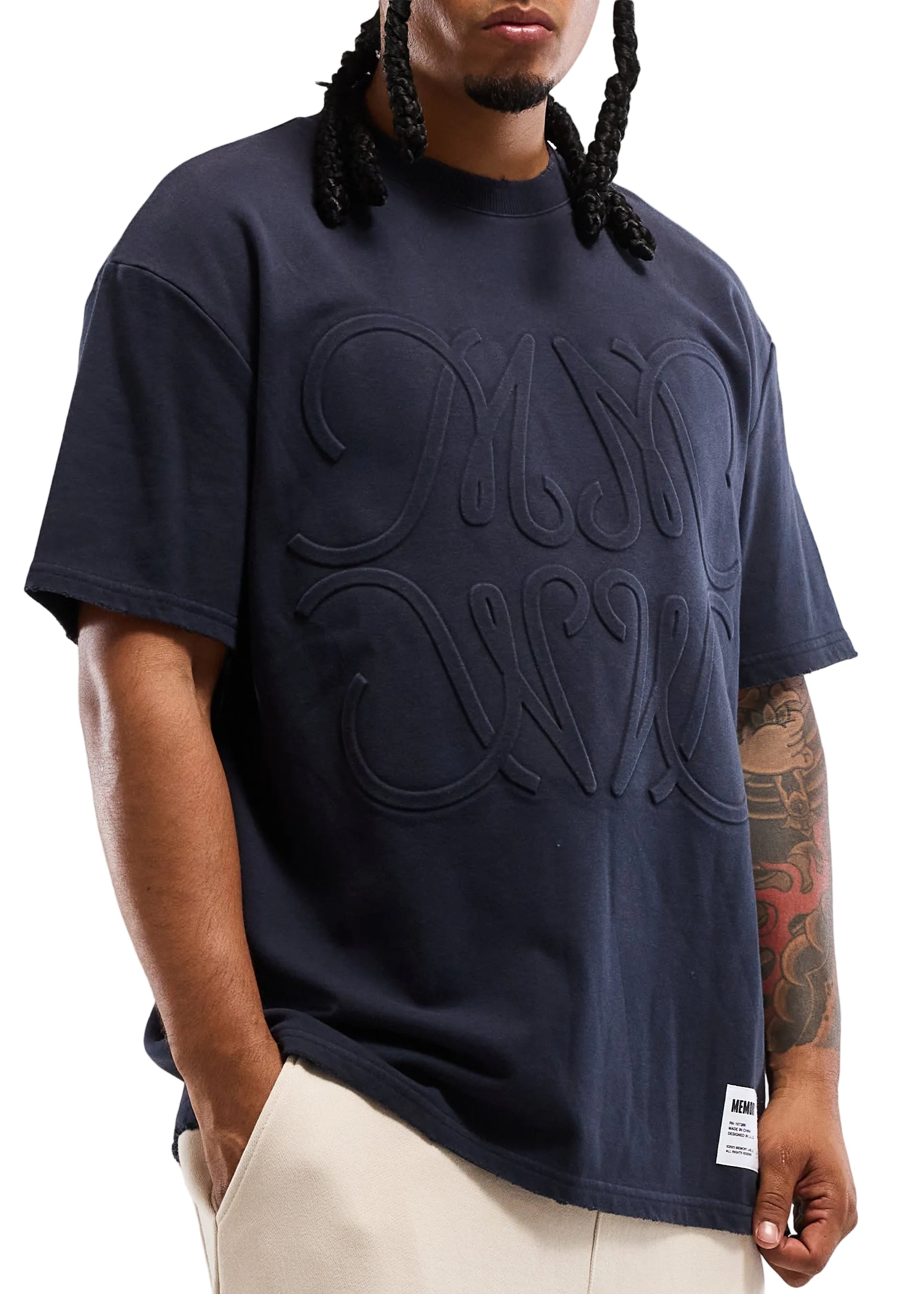 Memory Lane Monogram Embossed Tee - Vintage Black Denim Exchange