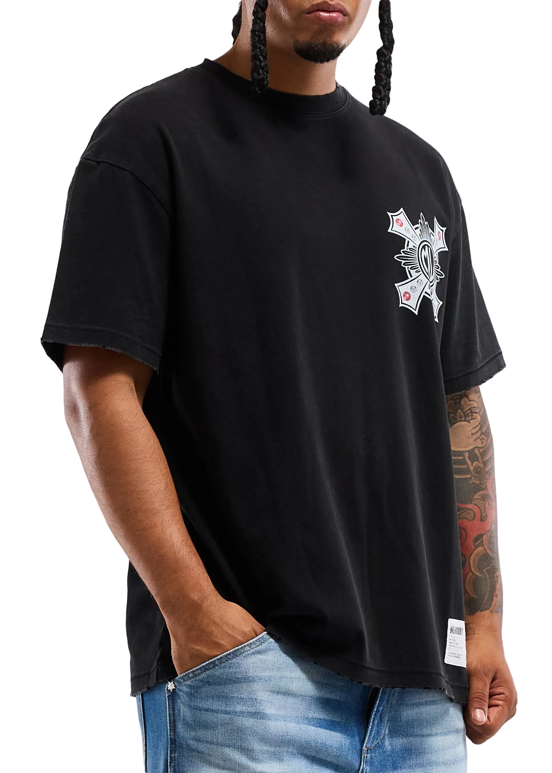 Memory Lane Cross Tee - Vintage Black Denim Exchange