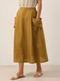 100% Linen Elastic Waist Skirt MARINA LINTICO