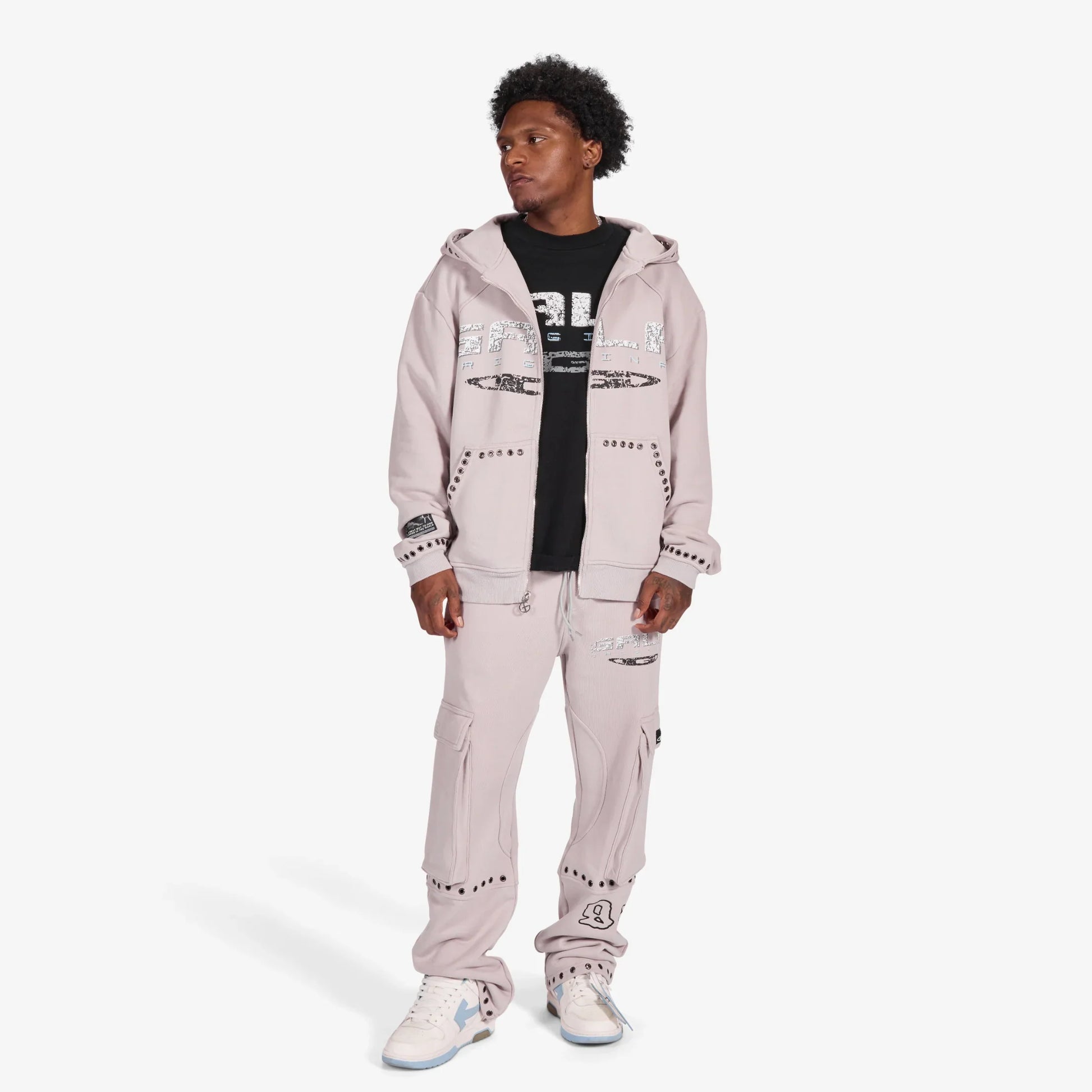 Gala Original Harpy Grommet Hoodie - Washed Cement Denim Exchange