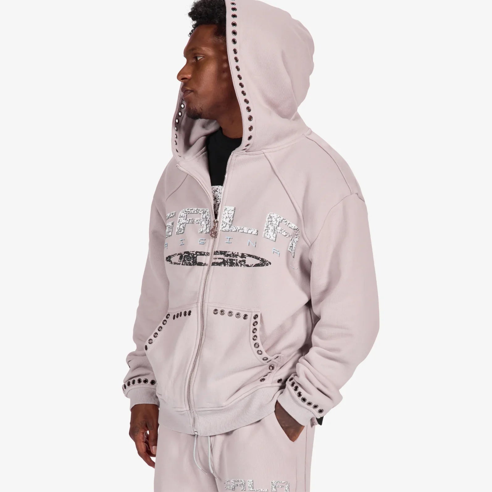 Gala Original Harpy Grommet Hoodie - Washed Cement Denim Exchange