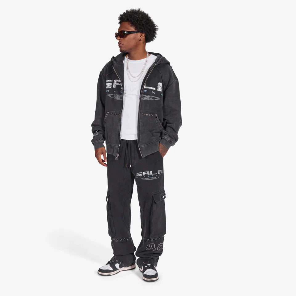 Gala Original Harpy Grommet Hoodie - Washed Black Denim Exchange
