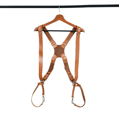 Double Camera Strap Harness- Tan Brown Classy Leather Bags