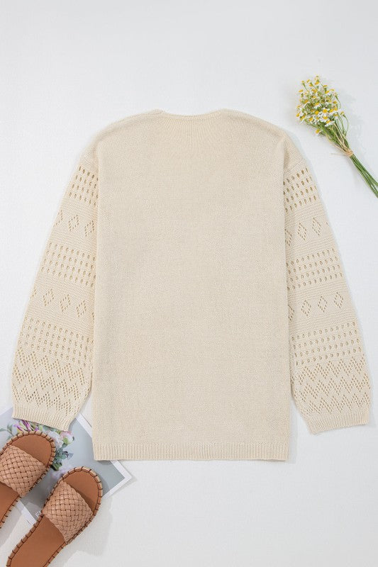 Solid Hollowed Knit Open Front Cardigan Sweater Shop Style & More | Fresh Looks, Everyday Deals & Free Shipping