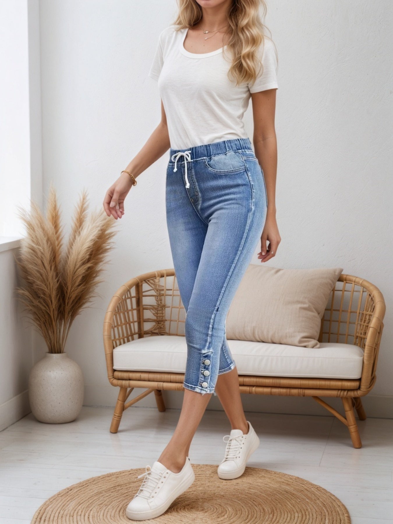 Women’s Drawstring Denim Shorts FitiqueFit