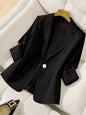 Women's Three-Quarter Sleeve Single-Button Casual Blazer FitiqueFit