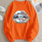 Womens Cartoon Silver Lip-Printed Sweatshirt See size chart under “more details” The Fashion Celestial