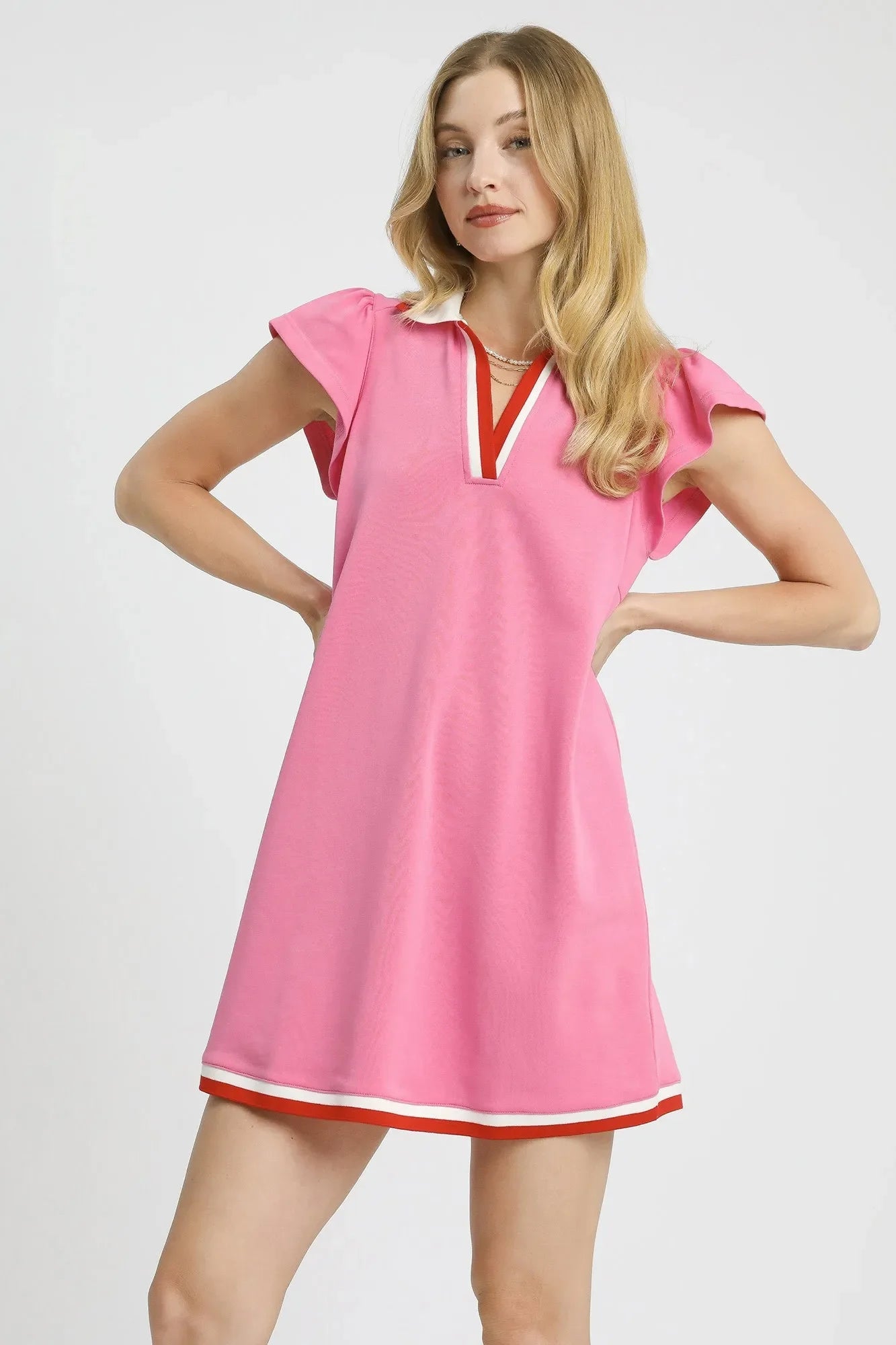 Umgee Contrast Trim Cap Sleeve Mini Dress West2East Surf