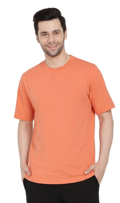 Men’s Heavyweight Crew Neck T-Shirt – Short Sleeve Solid Color Tee with Relaxed Fit