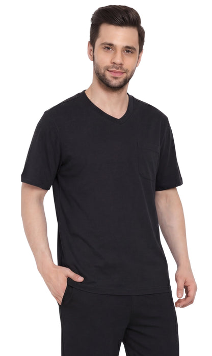 Men's Heavyweight Short Sleeve V-Neck T-Shirt – Relaxed Fit Cotton Blend with Pocket TURTLE BAY APPAREL