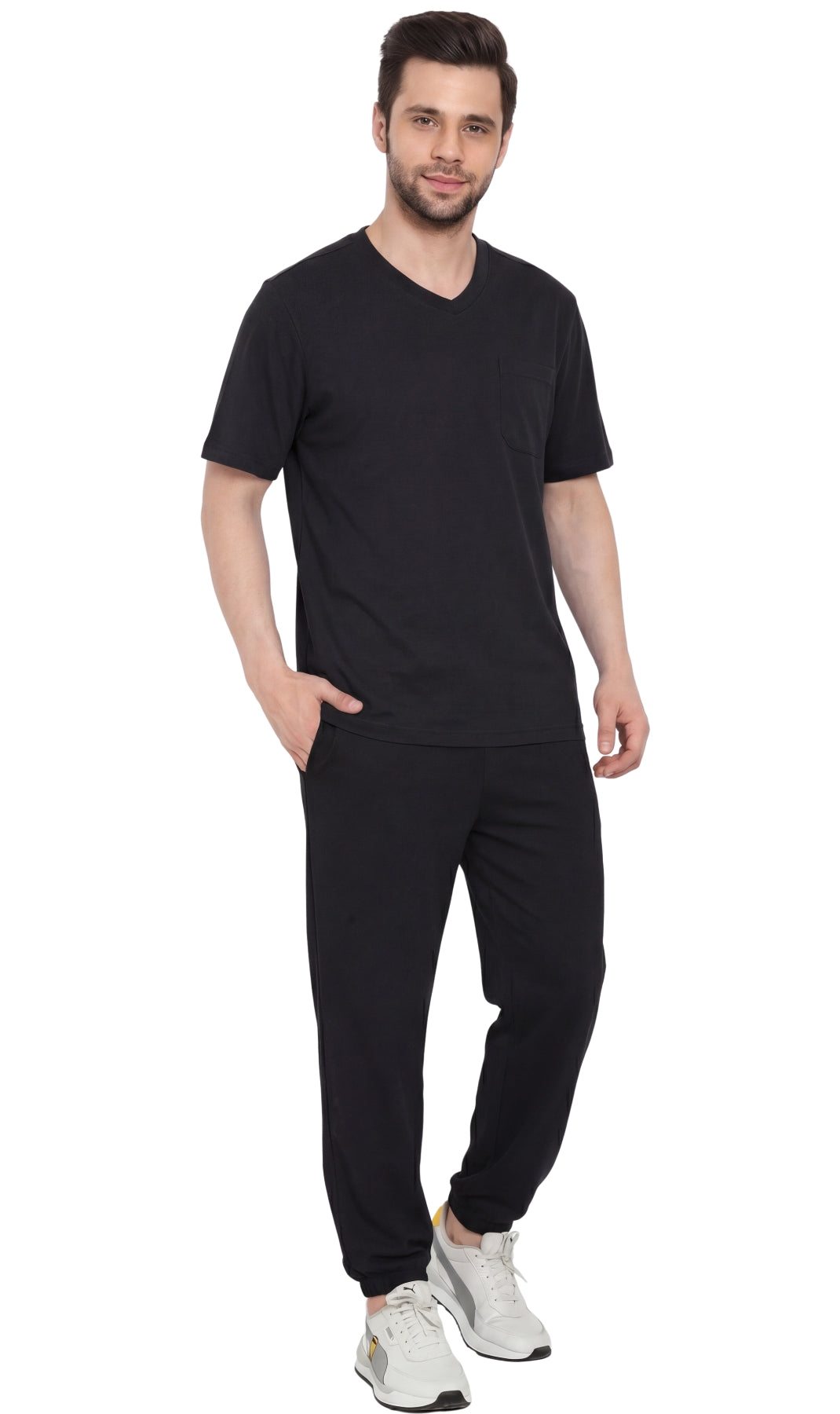 Men's Heavyweight Short Sleeve V-Neck T-Shirt – Relaxed Fit Cotton Blend with Pocket TURTLE BAY APPAREL