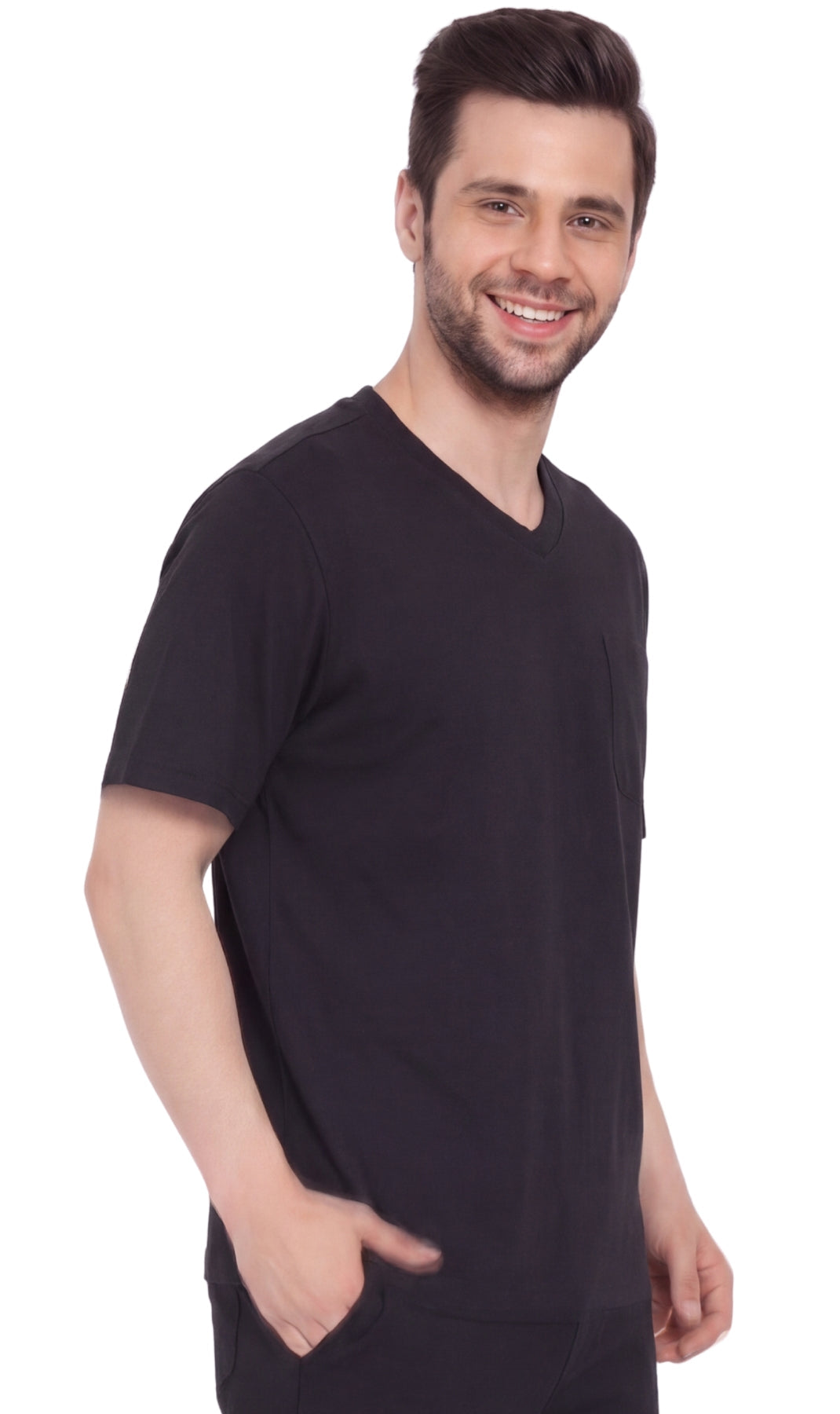 Men's Heavyweight Short Sleeve V-Neck T-Shirt – Relaxed Fit Cotton Blend with Pocket TURTLE BAY APPAREL
