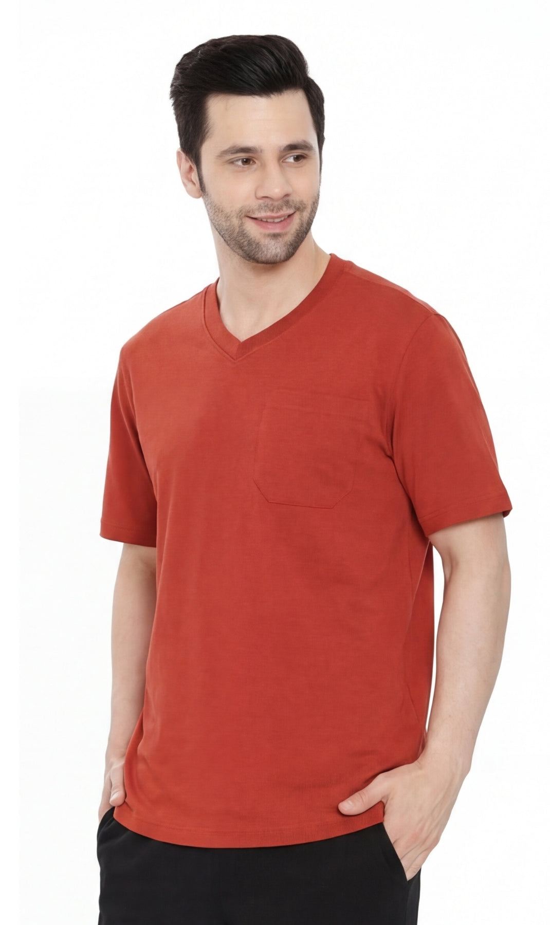 Men's Heavyweight Short Sleeve V-Neck T-Shirt – Relaxed Fit Cotton Blend with Pocket TURTLE BAY APPAREL