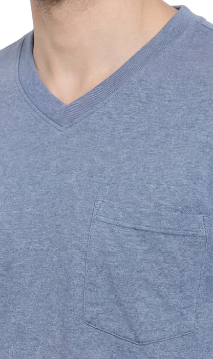 Men's Heavyweight Short Sleeve V-Neck T-Shirt – Relaxed Fit Cotton Blend with Pocket TURTLE BAY APPAREL