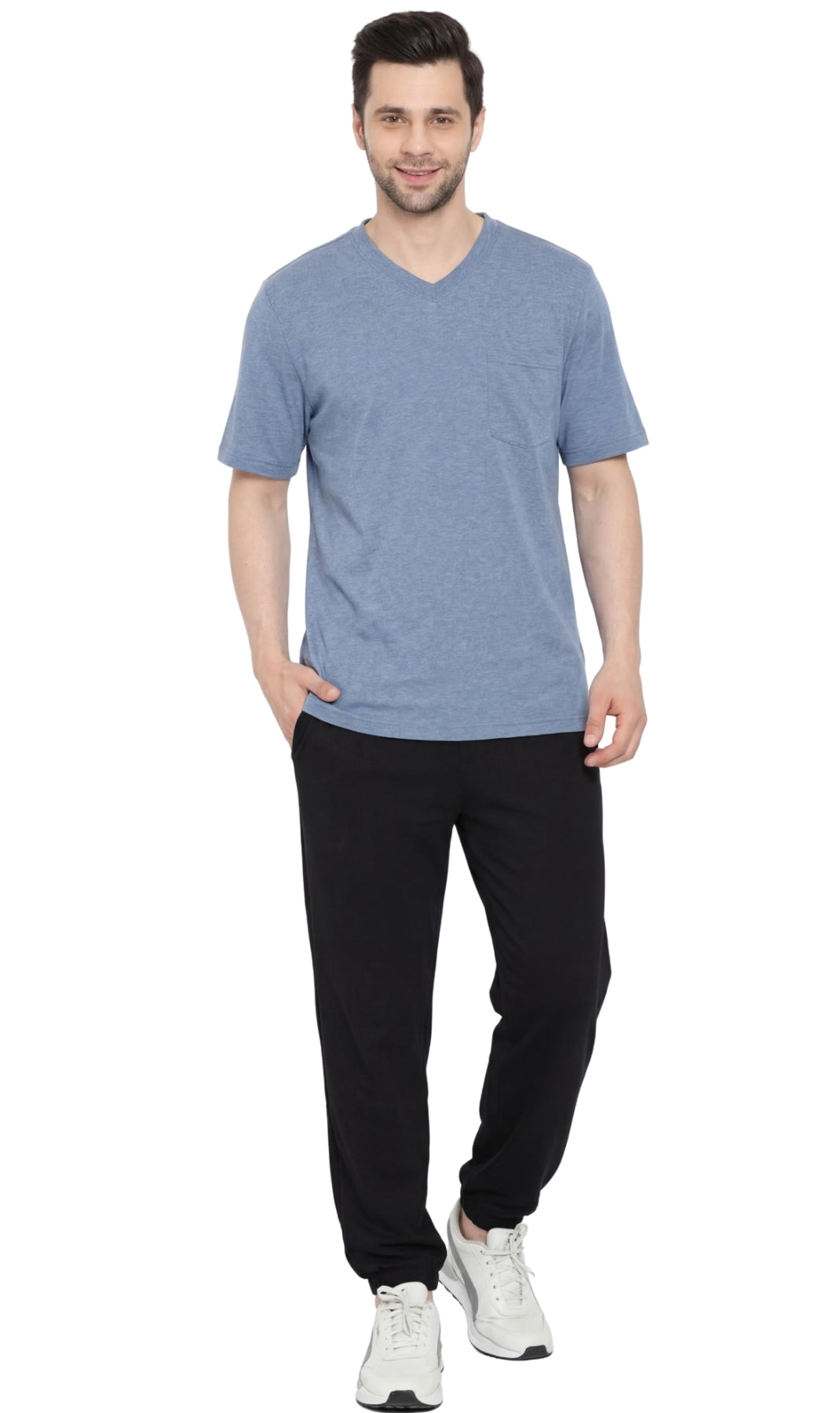 Men's Heavyweight Short Sleeve V-Neck T-Shirt – Relaxed Fit Cotton Blend with Pocket TURTLE BAY APPAREL