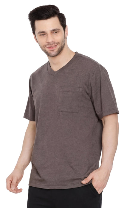 Men's Heavyweight Short Sleeve V-Neck T-Shirt – Relaxed Fit Cotton Blend with Pocket TURTLE BAY APPAREL