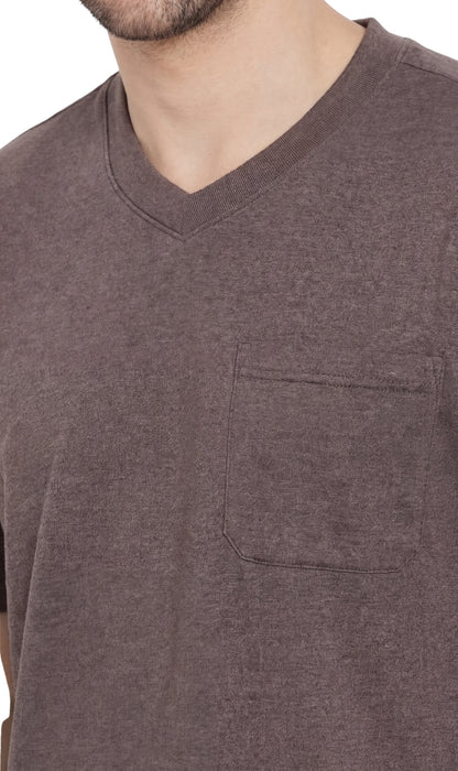 Men's Heavyweight Short Sleeve V-Neck T-Shirt – Relaxed Fit Cotton Blend with Pocket TURTLE BAY APPAREL