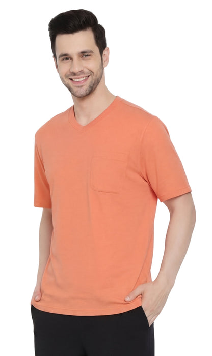 Men's Heavyweight Short Sleeve V-Neck T-Shirt – Relaxed Fit Cotton Blend with Pocket TURTLE BAY APPAREL
