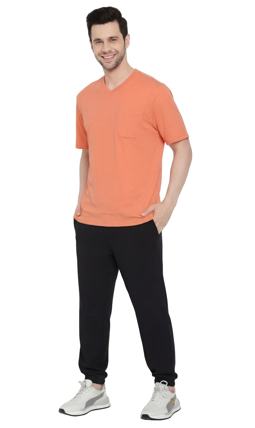 Men's Heavyweight Short Sleeve V-Neck T-Shirt – Relaxed Fit Cotton Blend with Pocket TURTLE BAY APPAREL
