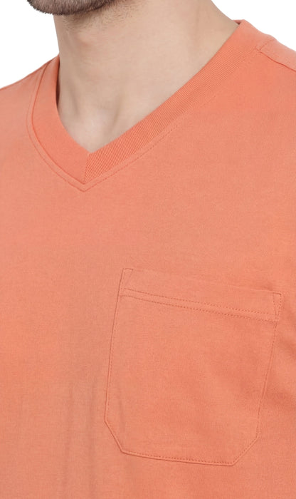 Men's Heavyweight Short Sleeve V-Neck T-Shirt – Relaxed Fit Cotton Blend with Pocket TURTLE BAY APPAREL