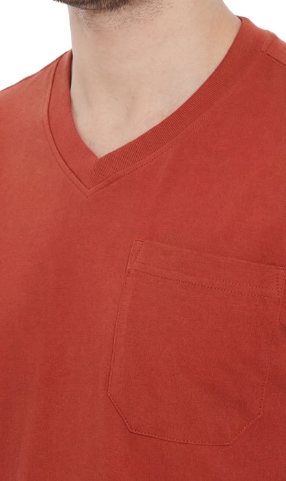 Men's Heavyweight Short Sleeve V-Neck T-Shirt – Relaxed Fit Cotton Blend with Pocket TURTLE BAY APPAREL
