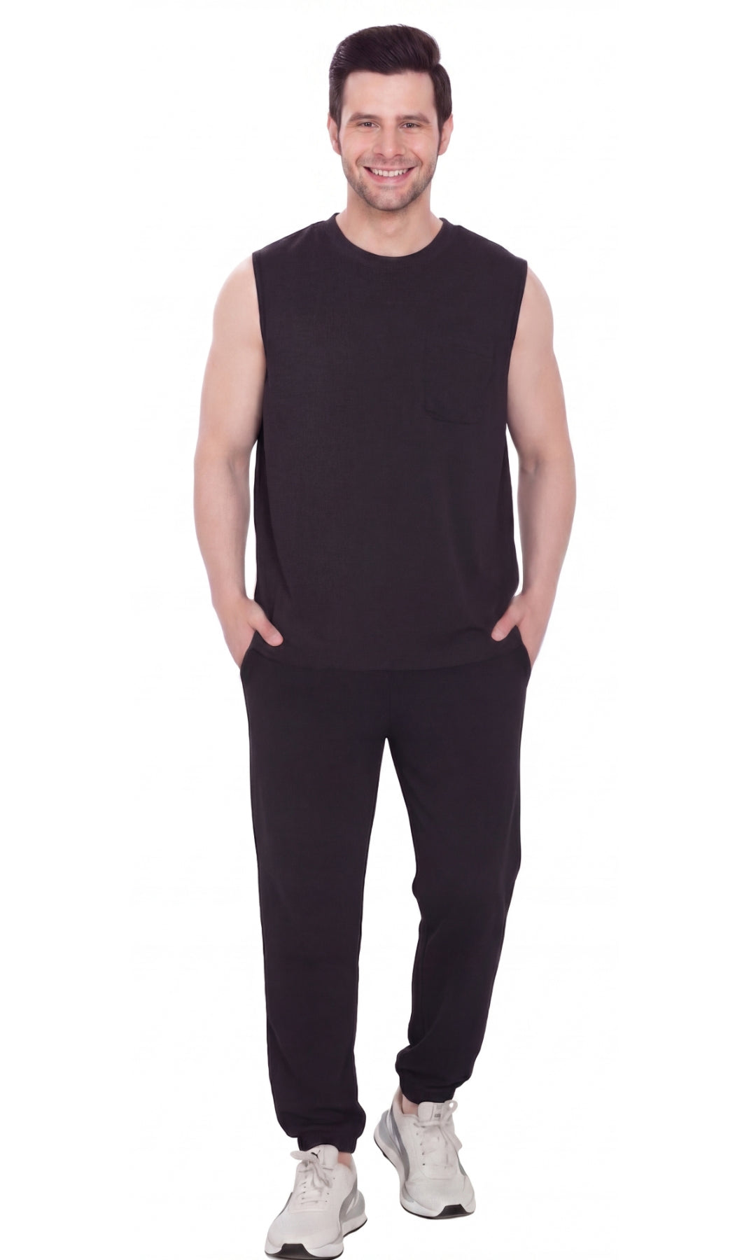 Men’s Sleeveless Crew Neck T-Shirt – Regular Fit, Heavier Cotton Blend Jersey with Chest Pocket TURTLE BAY APPAREL