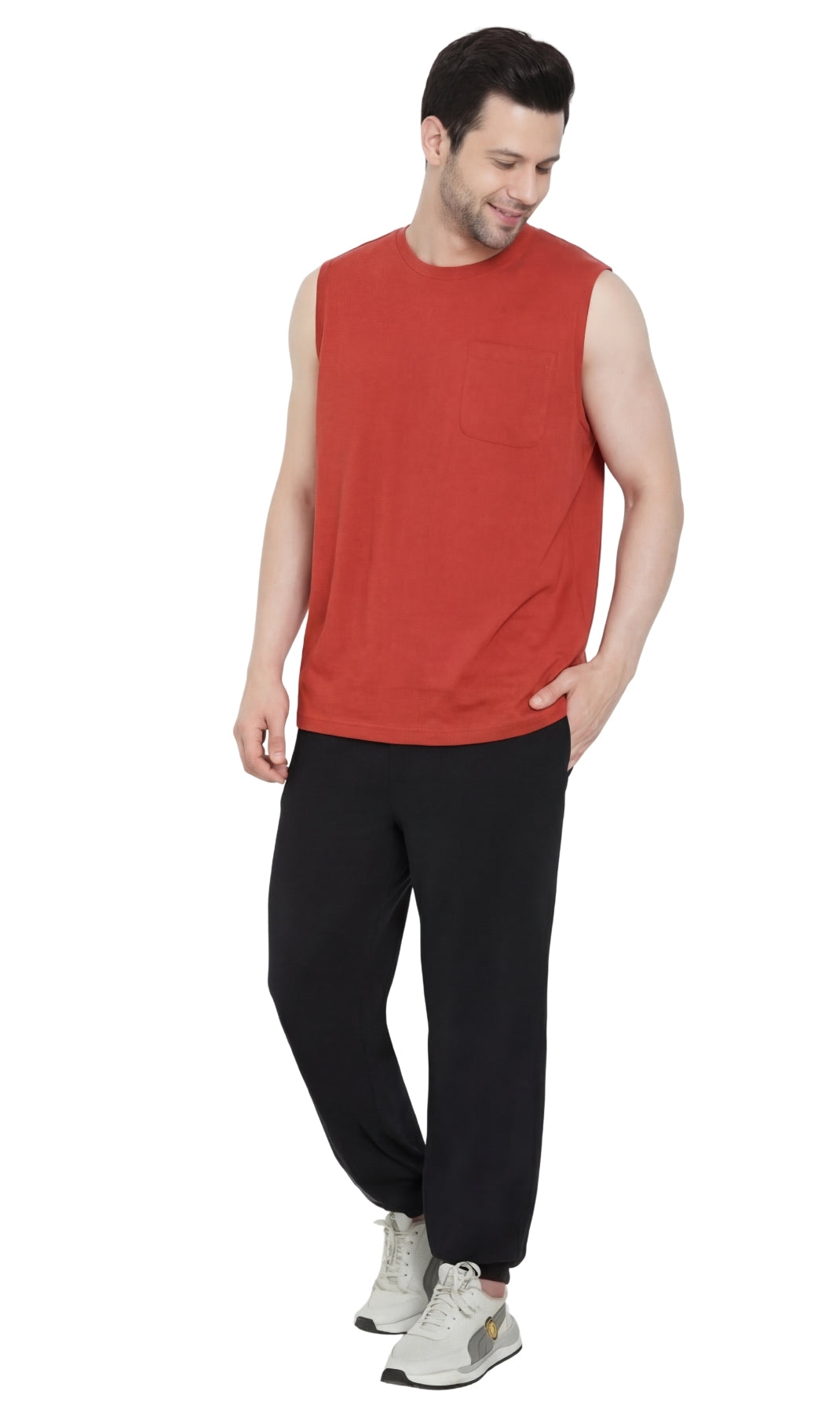 Men’s Sleeveless Crew Neck T-Shirt – Regular Fit, Heavier Cotton Blend Jersey with Chest Pocket TURTLE BAY APPAREL