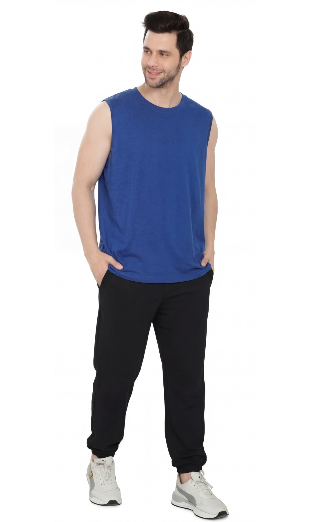 Men’s Sleeveless Crew Neck T-Shirt – Regular Fit, Heavier Cotton Blend Jersey with Chest Pocket TURTLE BAY APPAREL