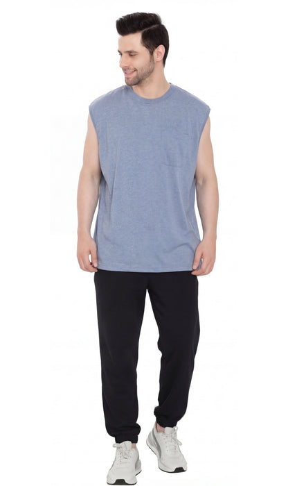 Men’s Sleeveless Crew Neck T-Shirt – Regular Fit, Heavier Cotton Blend Jersey with Chest Pocket TURTLE BAY APPAREL