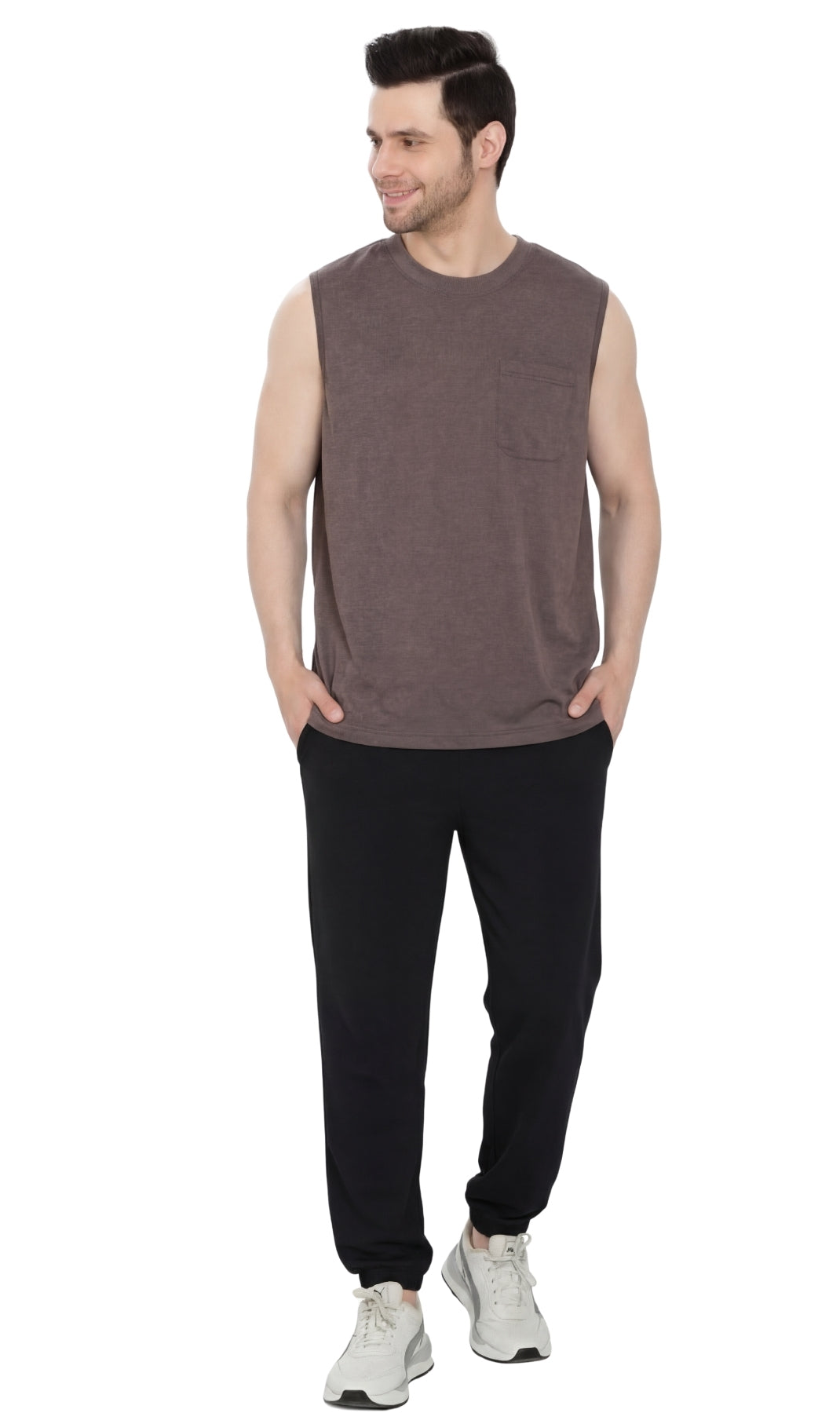 Men’s Sleeveless Crew Neck T-Shirt – Regular Fit, Heavier Cotton Blend Jersey with Chest Pocket TURTLE BAY APPAREL
