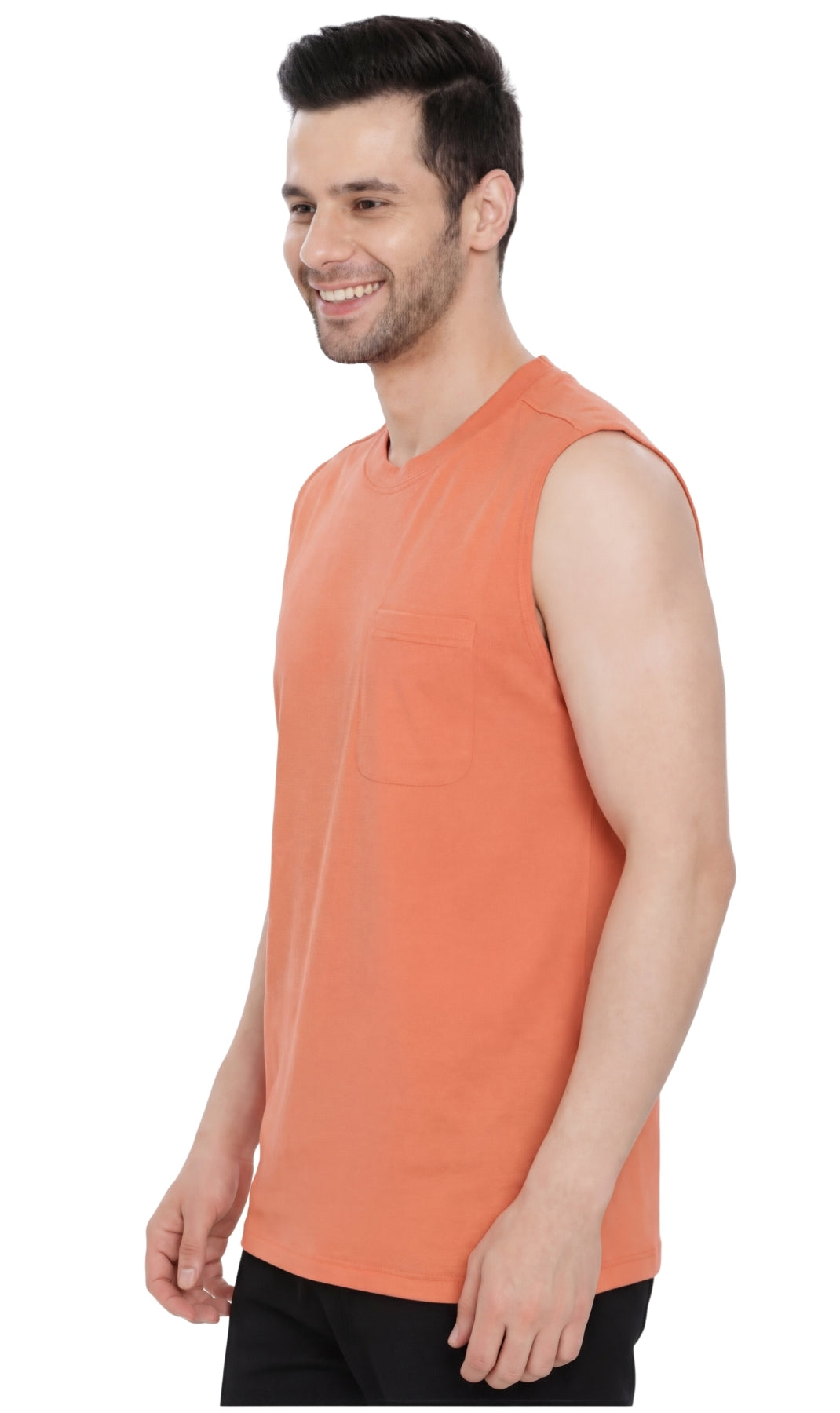Men’s Sleeveless Crew Neck T-Shirt – Regular Fit, Heavier Cotton Blend Jersey with Chest Pocket TURTLE BAY APPAREL