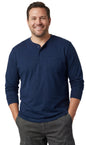 Men's Long Sleeve Henley shirt in cotton blend with 3 Button Placket & Chest Pocket