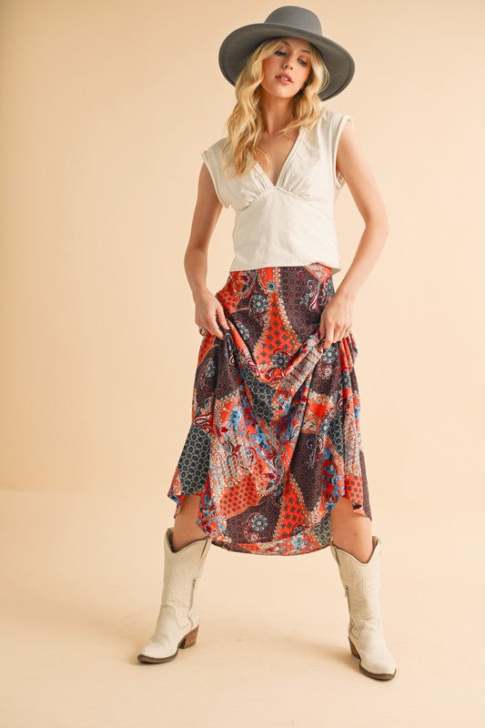 Bradyn Print Skirt See size chart under “more details” The Fashion Celestial