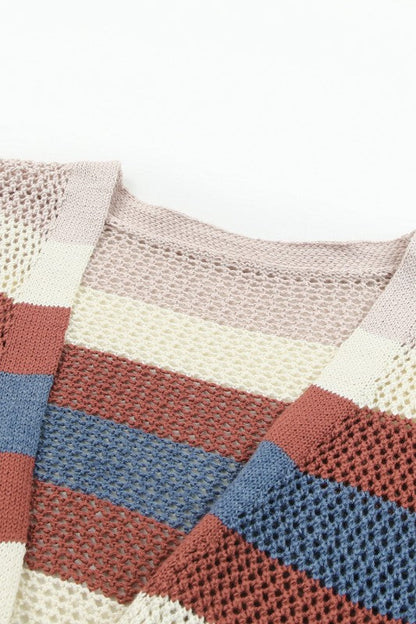 Stripe Colorblock Hollow-Out Cardigan Shop Style & More | Fresh Looks, Everyday Deals & Free Shipping