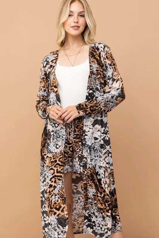 And The Why Animal Print Kimono and Shorts Set New Era Fashion LLc
