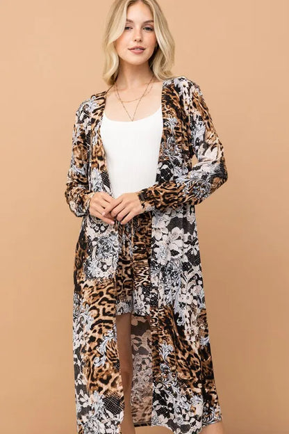 And The Why Animal Print Kimono and Shorts Set New Era Fashion LLc