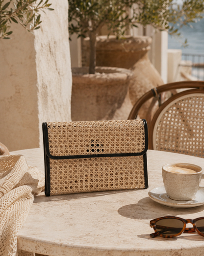 Eva Leather and Rattan Clutch Village Thrive