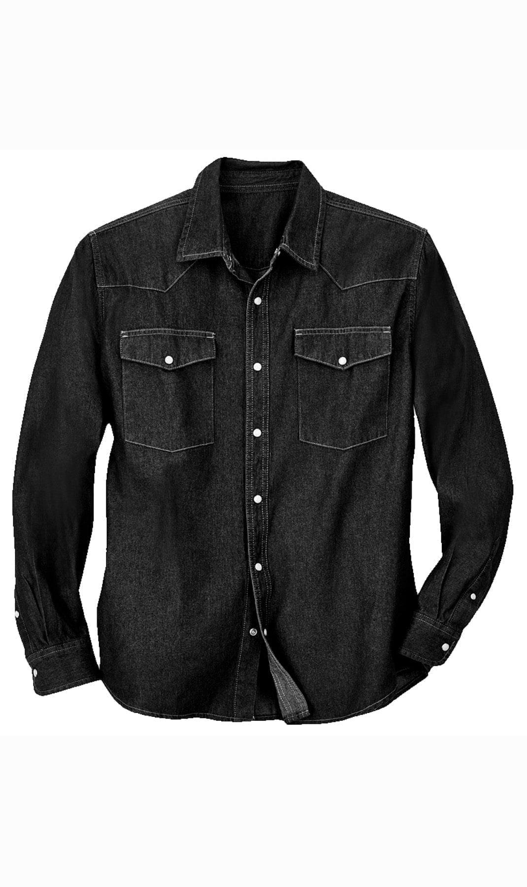 Mens Western Snap Front Button Shirt in Denim and Twill with a Stitched Yoke and Chest Pockets TURTLE BAY APPAREL